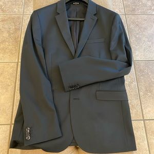 COPY - Express extra slim solid black wool-blend modern tech suit jacket
